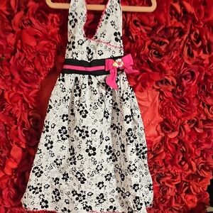 Youngland Floral Halter Kids Dress - Black and White Size 6X